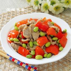 红椒毛豆炒肉的做法步骤
